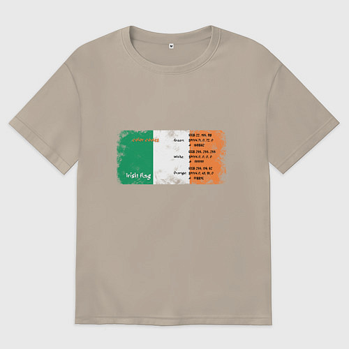 Мужская футболка оверсайз Флаг Ирландии / Миндальный – фото 1