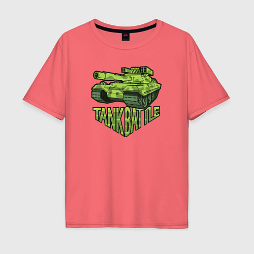 Мужская футболка оверсайз Tank battle / Коралловый – фото 1