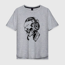 Мужская футболка оверсайз Cool skull & microphone