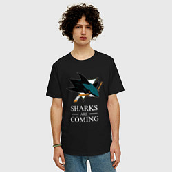 Футболка оверсайз мужская Sharks are coming, Сан-Хосе Шаркс San Jose Sharks, цвет: черный — фото 2