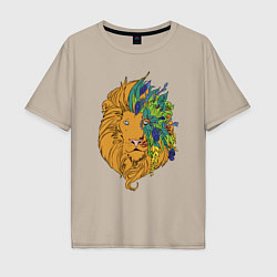 Мужская футболка оверсайз Цветочный лев!