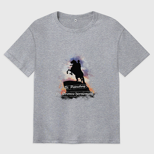 Мужская футболка оверсайз Санкт-Петербург Медный всадник / Меланж – фото 1