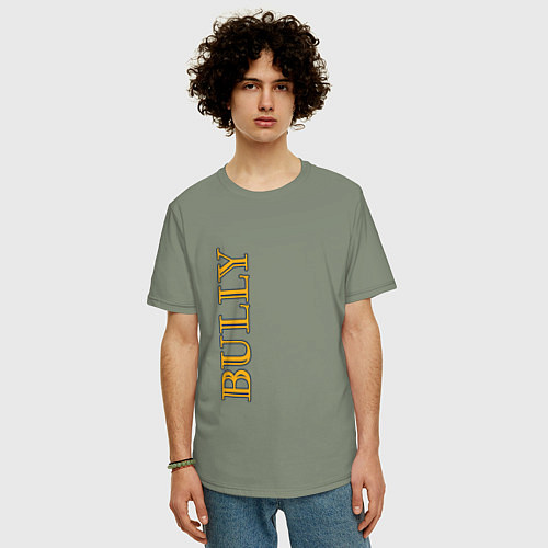 Мужская футболка оверсайз Bully Лого по вертикали / Авокадо – фото 3