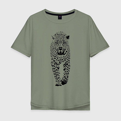 Мужская футболка оверсайз Коварный леопард / Авокадо – фото 1