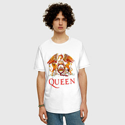 Футболка оверсайз мужская Queen, логотип, цвет: белый — фото 2