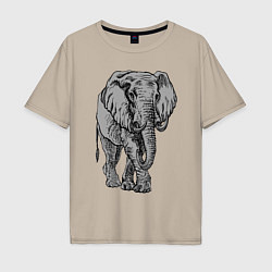 Футболка оверсайз мужская Огромный могучий слон, цвет: миндальный