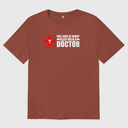 Футболка оверсайз мужская Чтобы чувствовать себя в безопасности ночью, спите, цвет: кирпичный