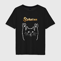 Мужская футболка оверсайз Sabaton Сабатон Рок кот