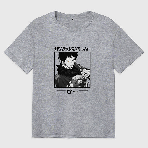 Мужская футболка оверсайз Ван-Пис, Трафальгар Ло Trafalgar Law / Меланж – фото 1