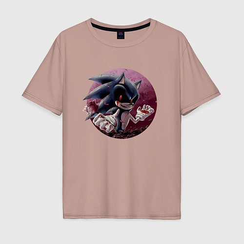 Мужская футболка оверсайз Sonic Exe Video game Rose / Пыльно-розовый – фото 1