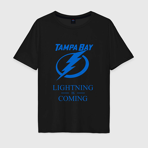 Мужская футболка оверсайз Tampa Bay Lightning is coming, Тампа Бэй Лайтнинг / Черный – фото 1