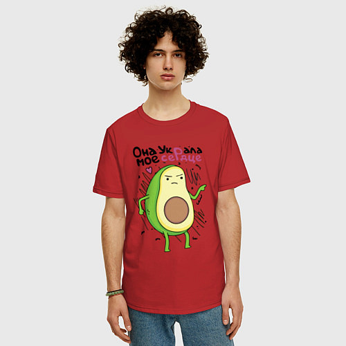 Мужская футболка оверсайз Она украла мое сердце парные / Красный – фото 3