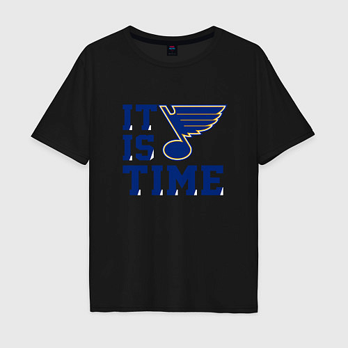 Мужская футболка оверсайз It is St Louis Blues time Сент Луис Блюз / Черный – фото 1