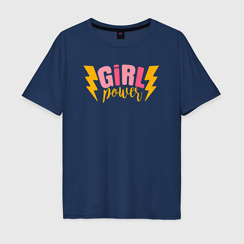 Мужская футболка оверсайз Lightning Girl Power / Тёмно-синий – фото 1
