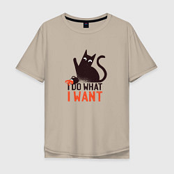 Футболка оверсайз мужская Cat I Do What I Want, цвет: миндальный