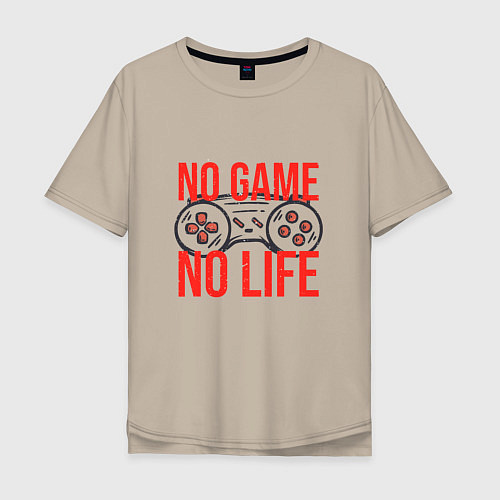 Мужская футболка оверсайз No game no life / Миндальный – фото 1