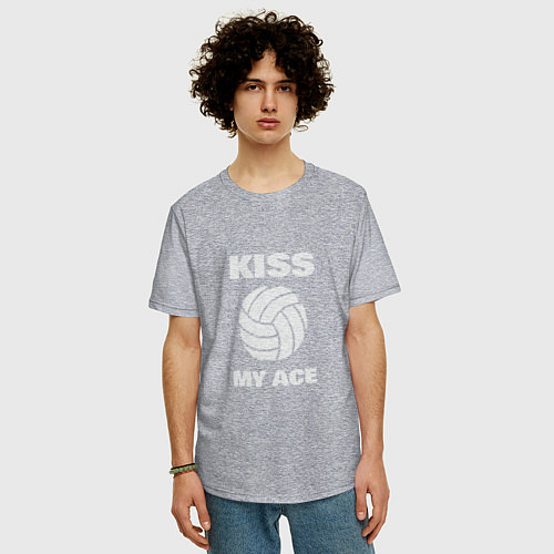 Мужская футболка оверсайз Kiss - My Ace / Меланж – фото 3