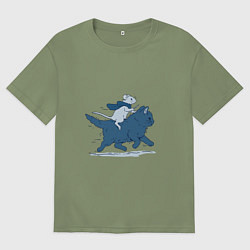 Мужская футболка оверсайз Путешествие на коте