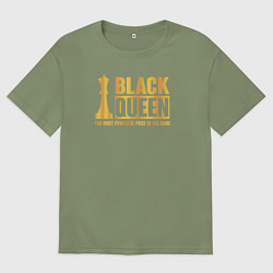 Мужская футболка оверсайз Чёрная Королева самая сильная фигура в игре