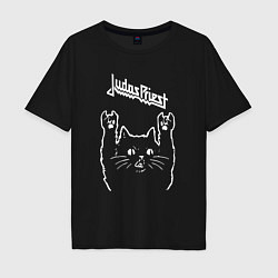 Мужская футболка оверсайз Judas Priest Рок кот
