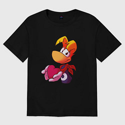 Футболка оверсайз мужская Rayman с сердечком в руках, цвет: черный
