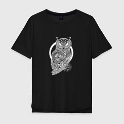 Футболка оверсайз мужская Celtic Owl, цвет: черный