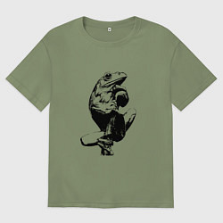Футболка оверсайз мужская Черная лягушка Black Frog, цвет: авокадо