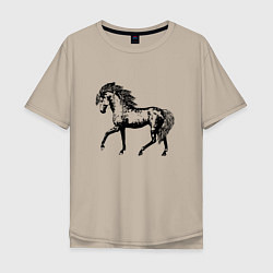 Футболка оверсайз мужская Мустанг Лошадь, цвет: миндальный