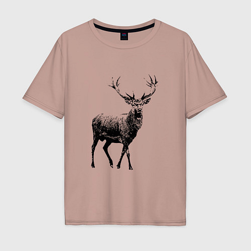Мужская футболка оверсайз Черный олень Black Deer / Пыльно-розовый – фото 1