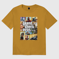 Футболка оверсайз мужская GTA V Logos, цвет: горчичный