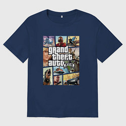 Футболка оверсайз мужская GTA V Logos, цвет: тёмно-синий