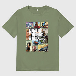 Футболка оверсайз мужская GTA V Logos, цвет: авокадо