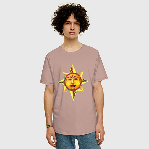 Мужская футболка оверсайз Солнца лик / Пыльно-розовый – фото 3