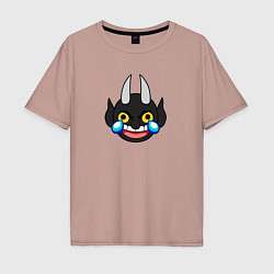 Футболка оверсайз мужская Дьявол Эмодзи Cuphead, цвет: пыльно-розовый