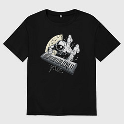 Футболка оверсайз мужская Space music!, цвет: черный