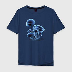 Футболка оверсайз мужская Неоновые грибы, цвет: тёмно-синий