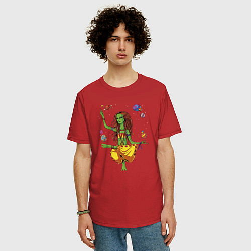 Мужская футболка оверсайз Нирвана инопланетной женщины / Красный – фото 3