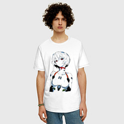 Футболка оверсайз мужская Рей Аянами Rei Ayanami Ева Евангелион, цвет: белый — фото 2