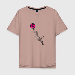 Футболка оверсайз мужская Криптовалюта Полкадот с тигром, цвет: пыльно-розовый