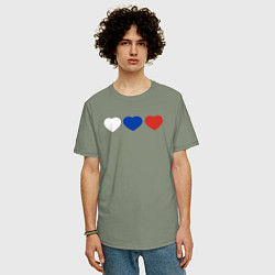 Футболка оверсайз мужская Сердце триколор, цвет: авокадо — фото 2