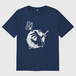 Футболка оверсайз мужская Dreaming about you белая, цвет: тёмно-синий