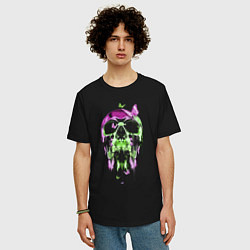 Футболка оверсайз мужская Skull & Butterfly Neon, цвет: черный — фото 2