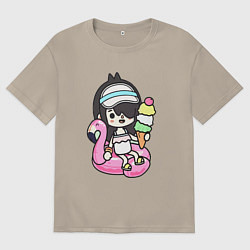 Футболка оверсайз мужская Toca Boca девочка геймер, цвет: миндальный