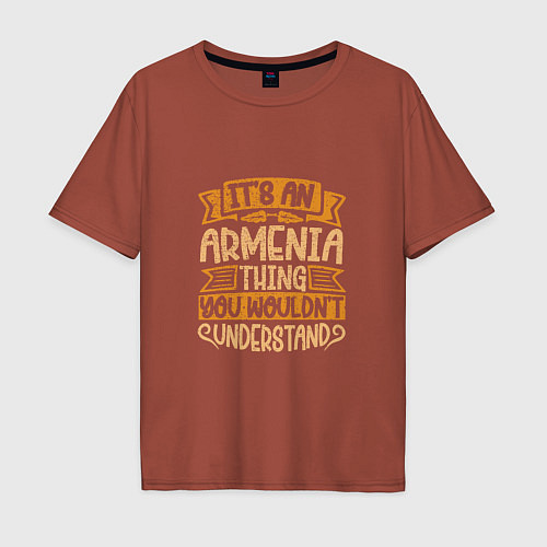 Мужская футболка оверсайз Armenia Thing / Кирпичный – фото 1