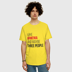 Футболка оверсайз мужская Люблю Армению и 3х людей, цвет: желтый — фото 2