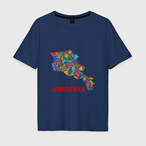 Мужская футболка оверсайз Armenian Color / Тёмно-синий – фото 1