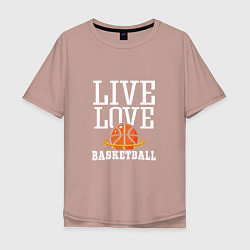 Футболка оверсайз мужская Live Love - Basketball, цвет: пыльно-розовый
