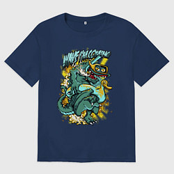 Футболка оверсайз мужская Помаши - я иду! Крутой крокодил, цвет: тёмно-синий