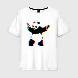 Футболка оверсайз мужская Banksy Panda with guns - Бэнкси, цвет: белый