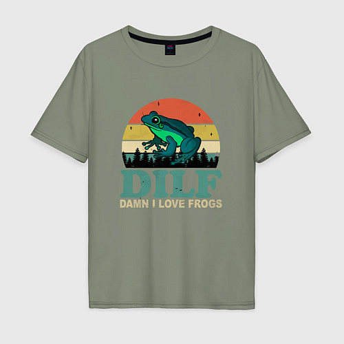 Мужская футболка оверсайз I love frogs / Авокадо – фото 1